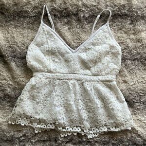 Abercrombie & Fitch White Lace Peplum Top
